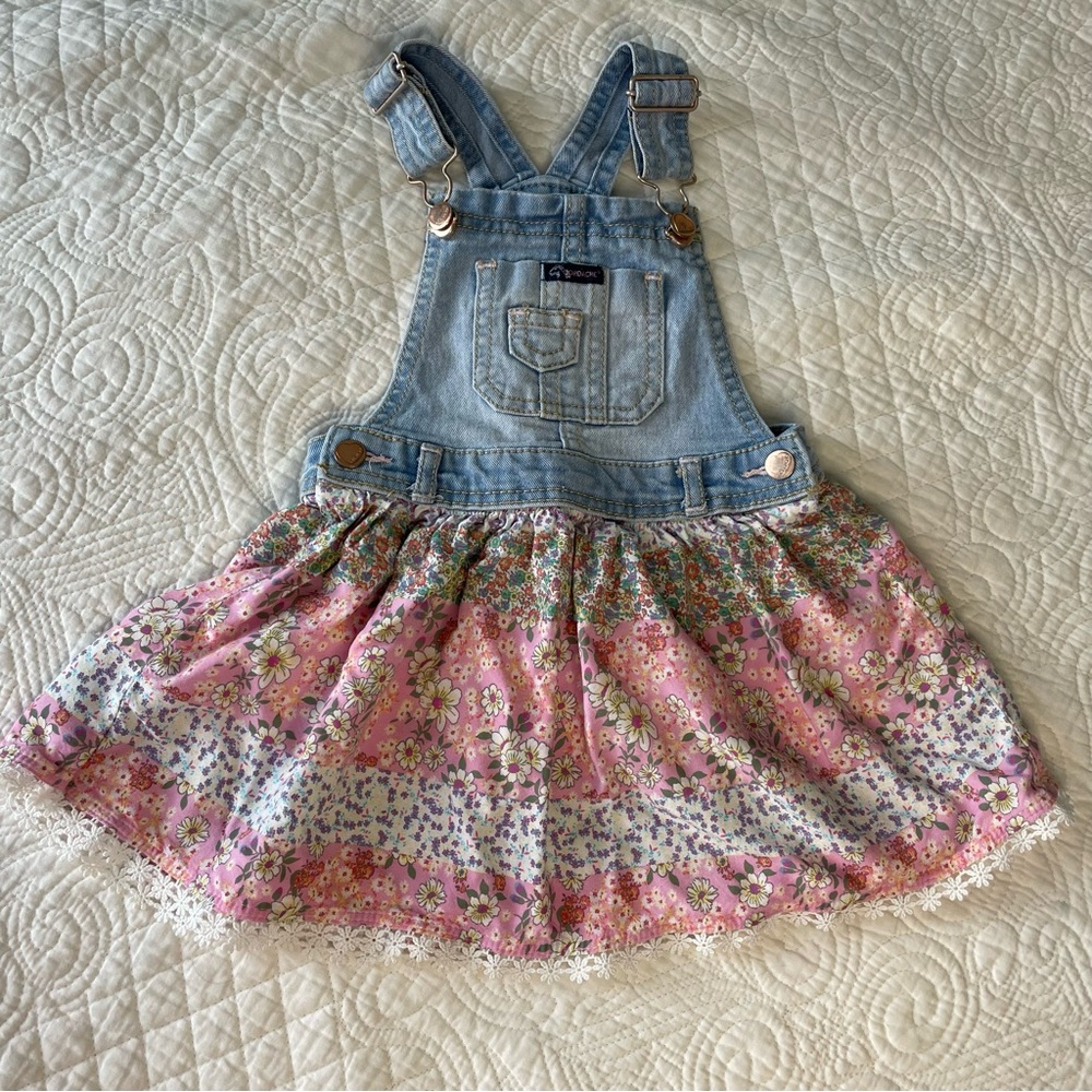Jordache Denim Floral Overall Dress 2T